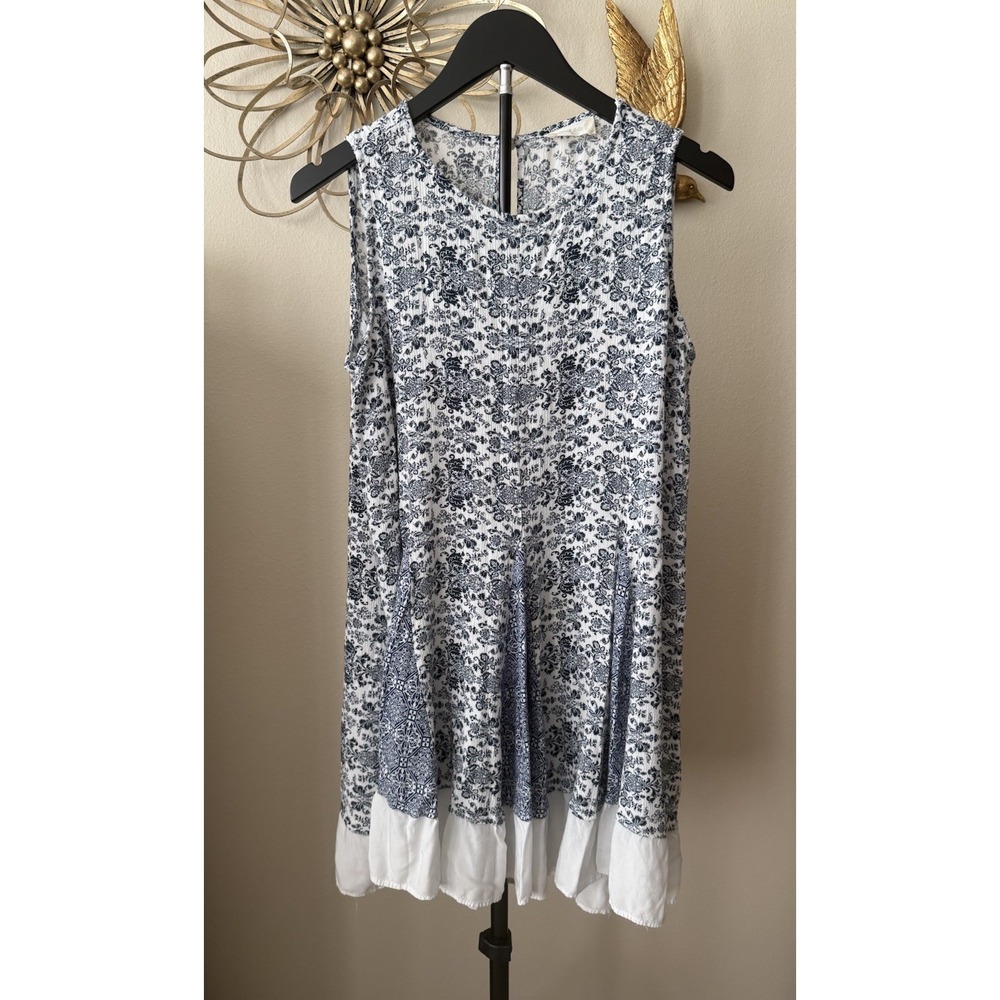Altar'd State Women's Blue White Floral Boho Dress Size S Sleeveless Swing
